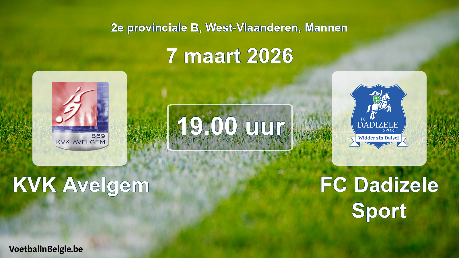 Scheduled match men football: KVK Avelgem - FC Dadizele Sport (7 March 2026)