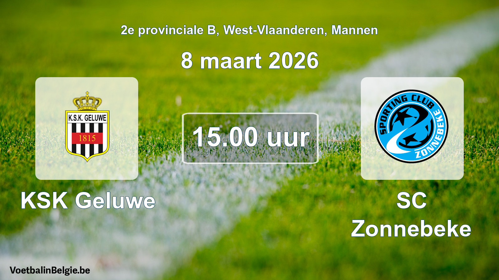 Geplantes Spiel männer-Fußball: KSK Geluwe - SC Zonnebeke (8 März 2026)