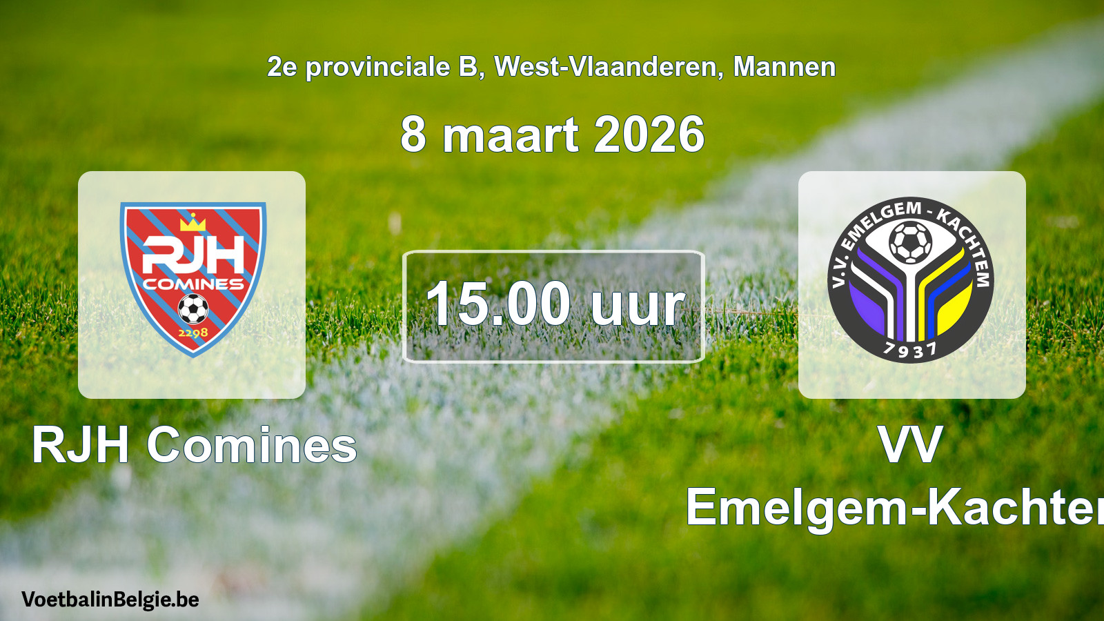 Scheduled match men football: RJH Comines - VV Emelgem-Kachtem (8 March 2026)