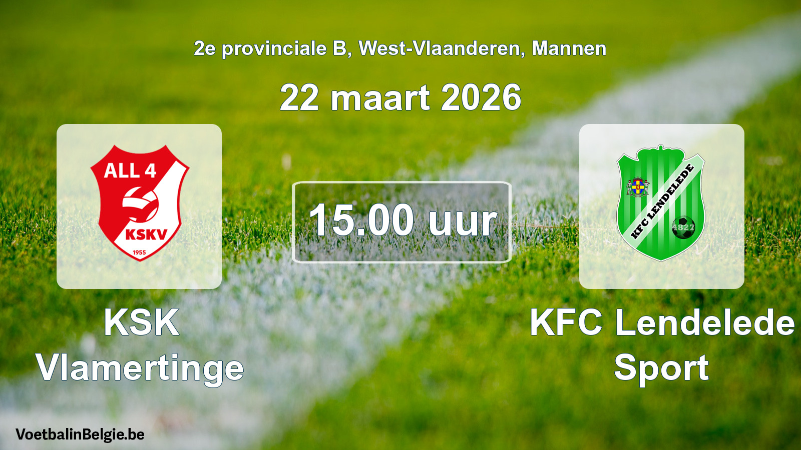 Scheduled match men football: KSK Vlamertinge - KFC Lendelede Sport (22 March 2026)