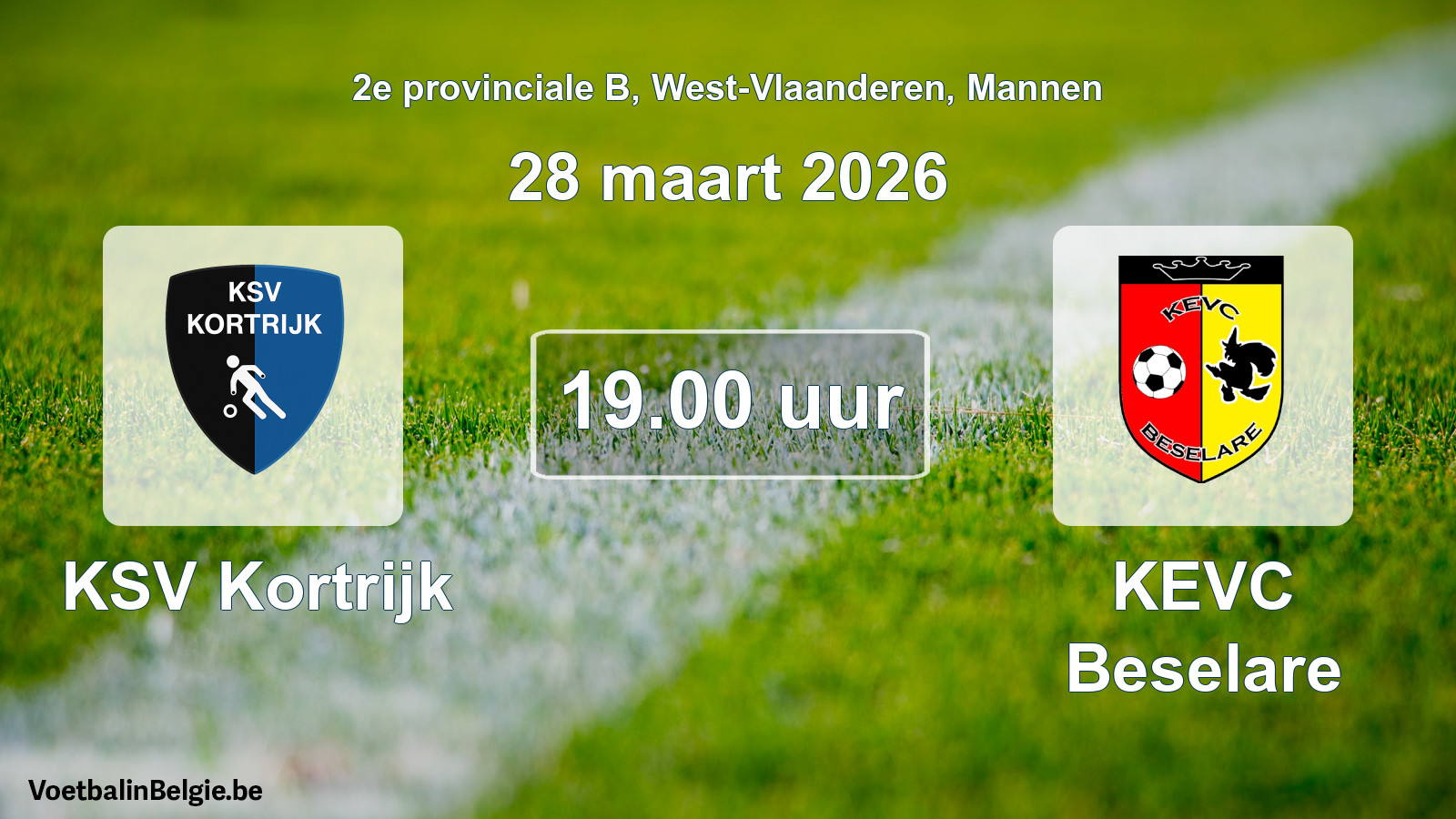 Geplantes Spiel männer-Fußball: KSV Kortrijk - KEVC Beselare (28 März 2026)