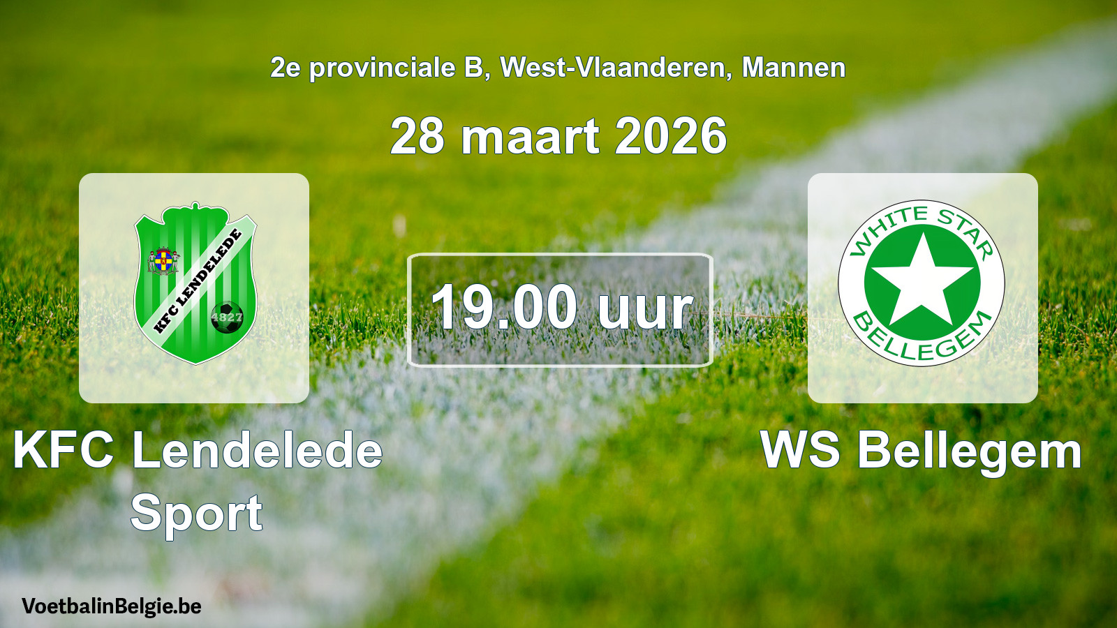 Scheduled match men football: KFC Lendelede Sport - WS Bellegem (28 March 2026)