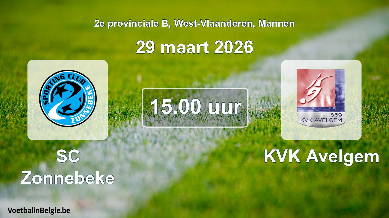 Scheduled match men football: SC Zonnebeke - KVK Avelgem (29 March 2026)