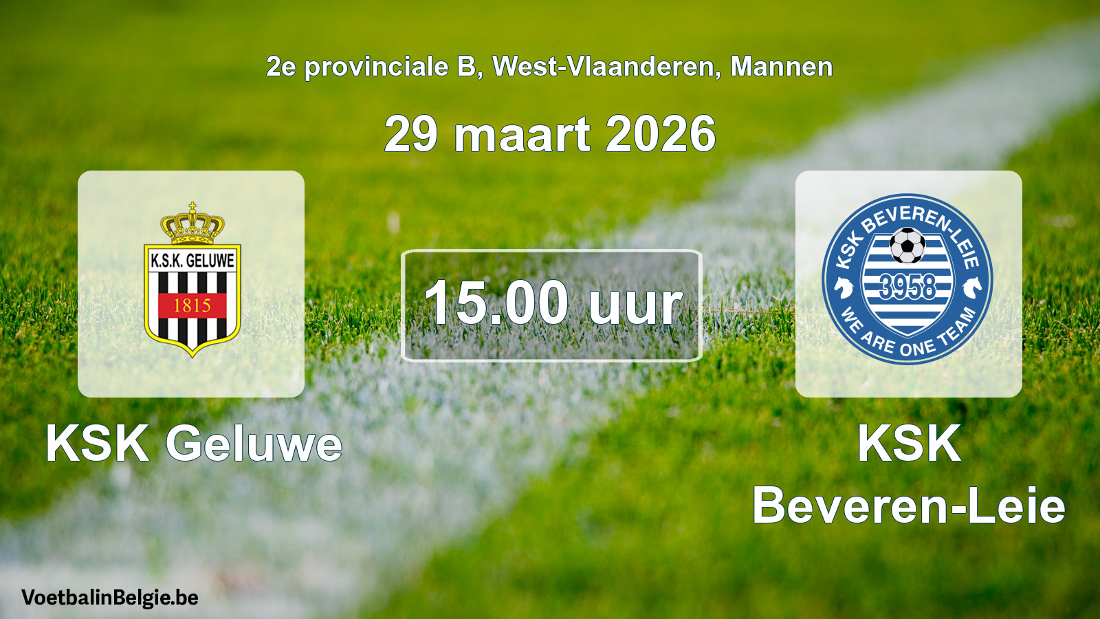 Geplantes Spiel männer-Fußball: KSK Geluwe - KSK Beveren-Leie (29 März 2026)