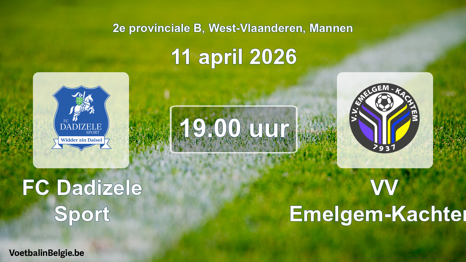Scheduled match men football: FC Dadizele Sport - VV Emelgem-Kachtem (11 April 2026)