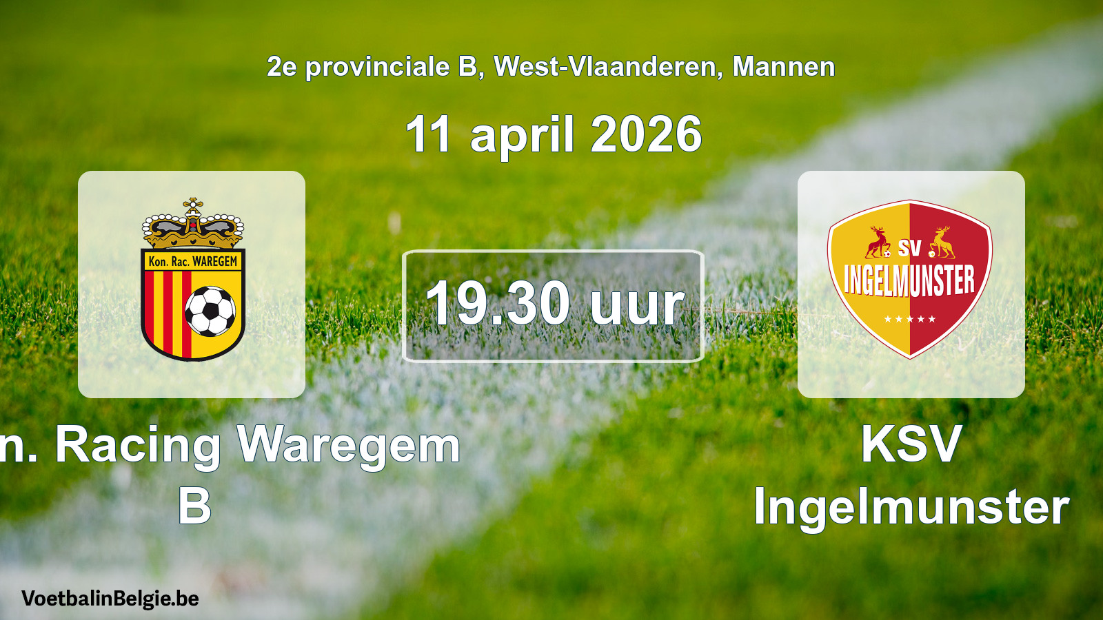 Scheduled match men football: Kon. Racing Waregem B - KSV Ingelmunster (11 April 2026)