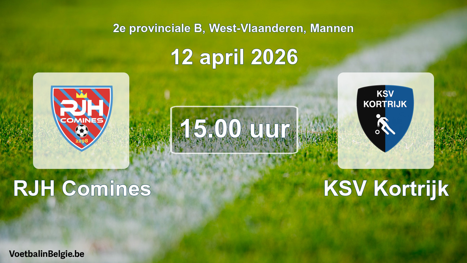 Scheduled match men football: RJH Comines - KSV Kortrijk (12 April 2026)
