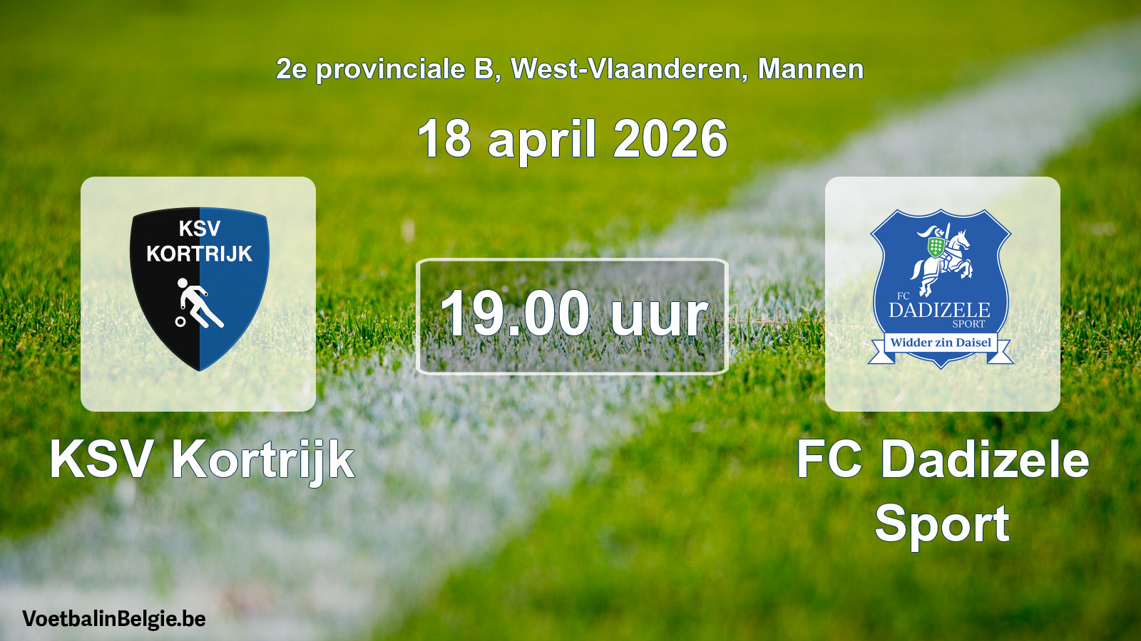 Geplantes Spiel männer-Fußball: KSV Kortrijk - FC Dadizele Sport (18 April 2026)