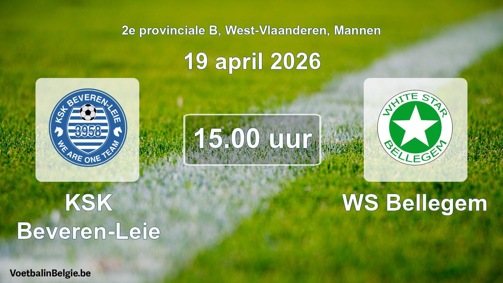 Scheduled match men football: KSK Beveren-Leie - WS Bellegem (19 April 2026)