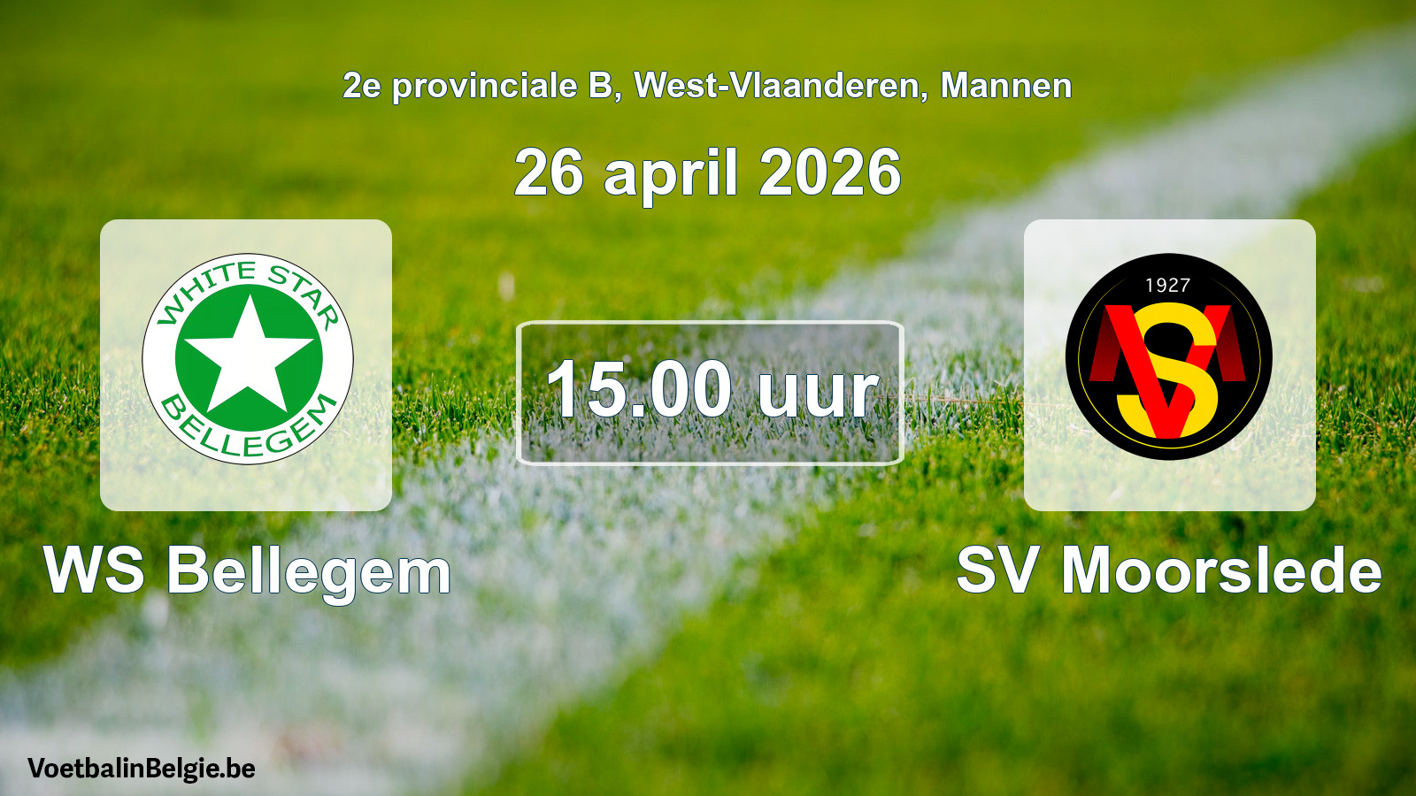 Scheduled match men football: WS Bellegem - SV Moorslede (26 April 2026)