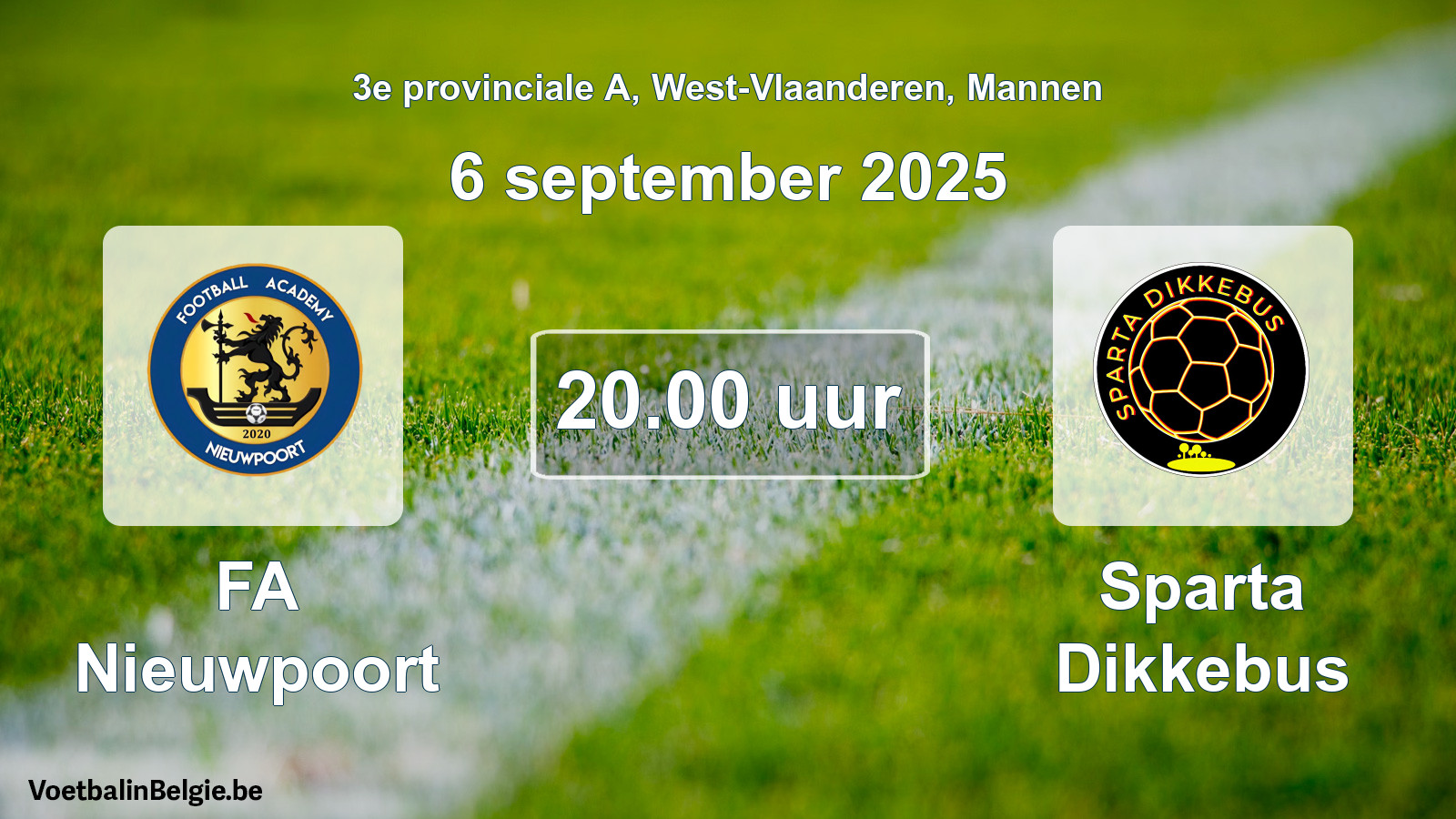 Scheduled match men football: FA Nieuwpoort - Sparta Dikkebus (6 September 2025)