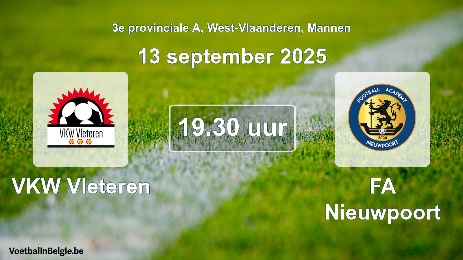 Geplantes Spiel männer-Fußball: VKW Vleteren - FA Nieuwpoort (13 September 2025)