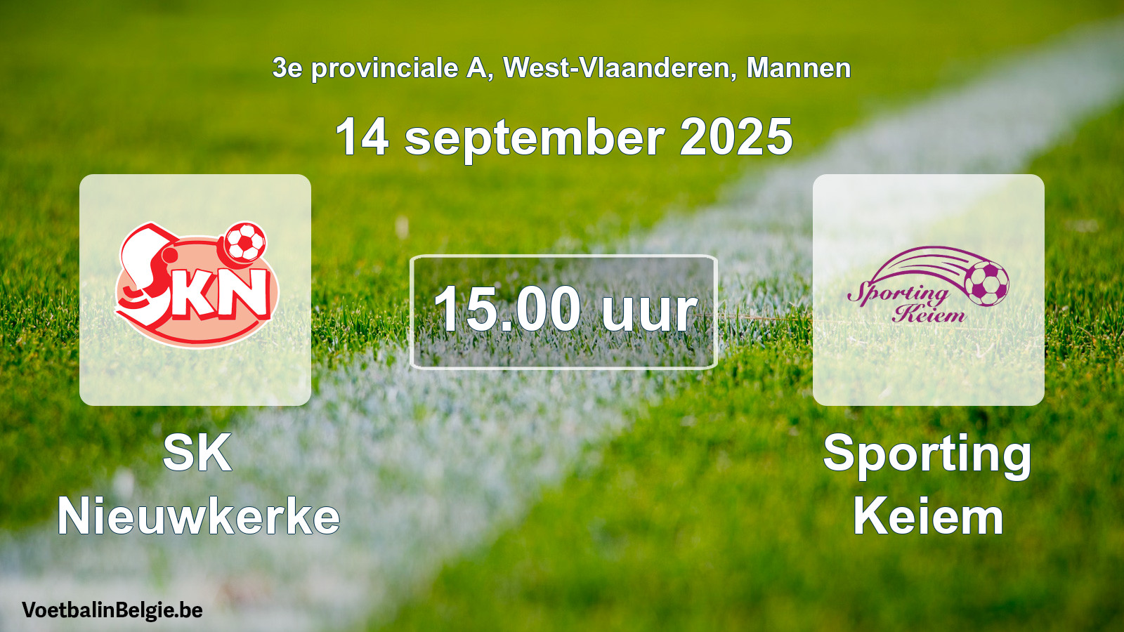Geplantes Spiel männer-Fußball: SK Nieuwkerke - Sporting Keiem (14 September 2025)