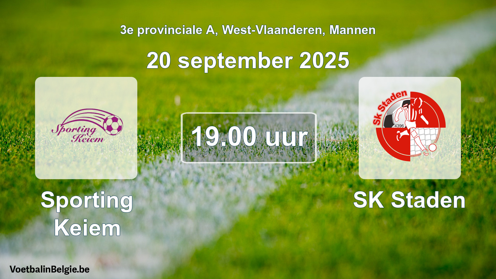 Geplande wedstrijd mannenvoetbal: Sporting Keiem - SK Staden (20 september 2025)