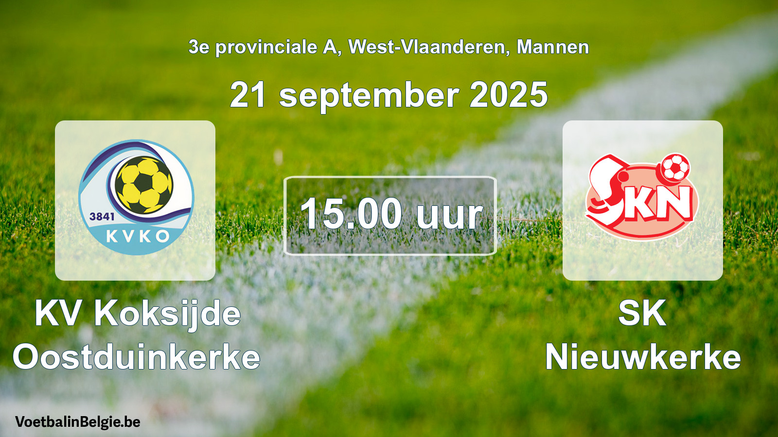 Scheduled match men football: KV Koksijde Oostduinkerke - SK Nieuwkerke (21 September 2025)