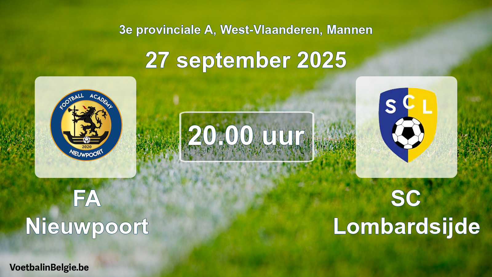 Scheduled match men football: FA Nieuwpoort - SC Lombardsijde (27 September 2025)