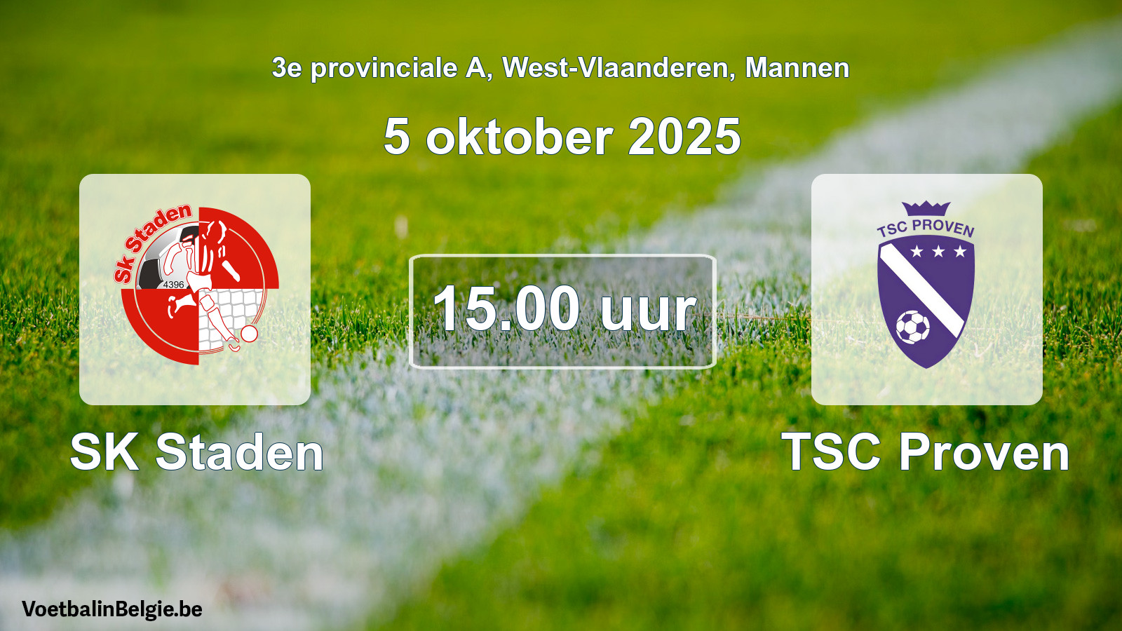 Scheduled match men football: SK Staden - TSC Proven (5 October 2025)