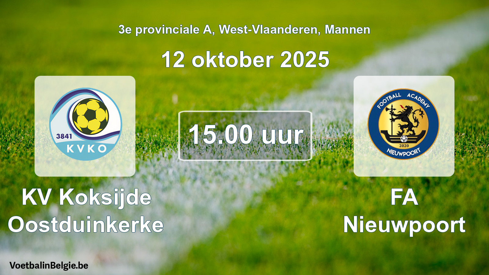 Scheduled match men football: KV Koksijde Oostduinkerke - FA Nieuwpoort (12 October 2025)