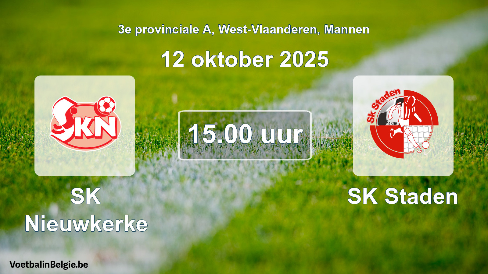 Scheduled match men football: SK Nieuwkerke - SK Staden (12 October 2025)