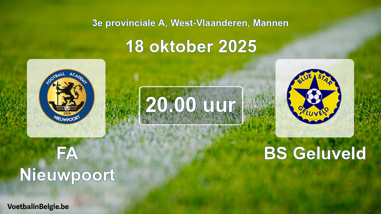 Geplantes Spiel männer-Fußball: FA Nieuwpoort - BS Geluveld (18 Oktober 2025)