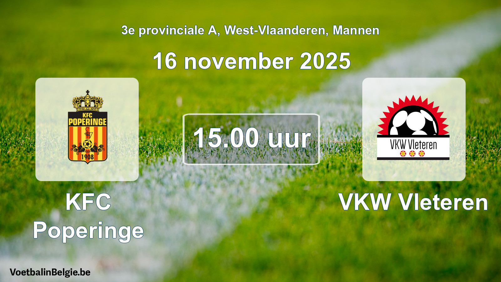 Scheduled match men football: KFC Poperinge - VKW Vleteren (16 November 2025)
