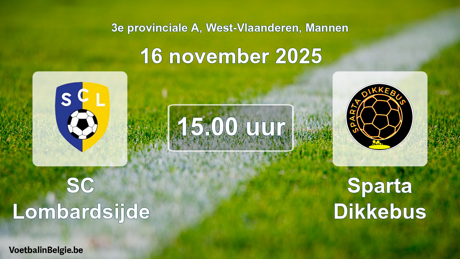 Scheduled match men football: SC Lombardsijde - Sparta Dikkebus (16 November 2025)