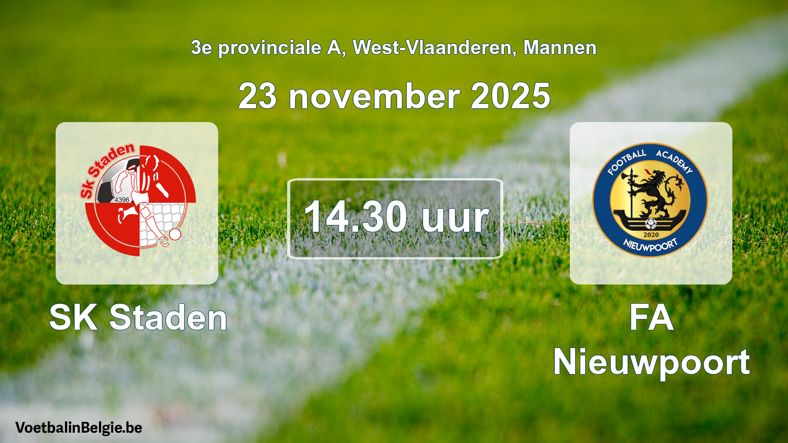 Geplande wedstrijd mannenvoetbal: SK Staden - FA Nieuwpoort (23 november 2025)
