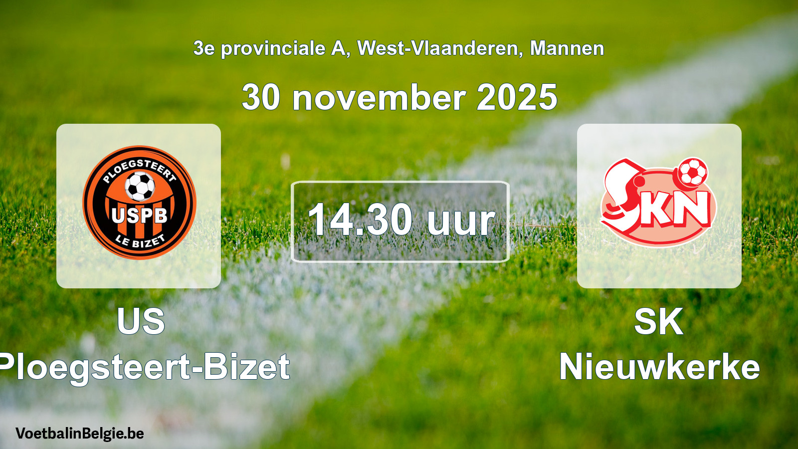 Geplande wedstrijd mannenvoetbal: US Ploegsteert-Bizet - SK Nieuwkerke (30 november 2025)