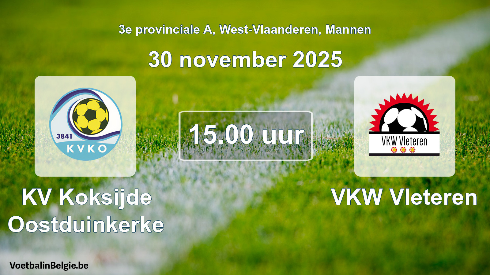Scheduled match men football: KV Koksijde Oostduinkerke - VKW Vleteren (30 November 2025)