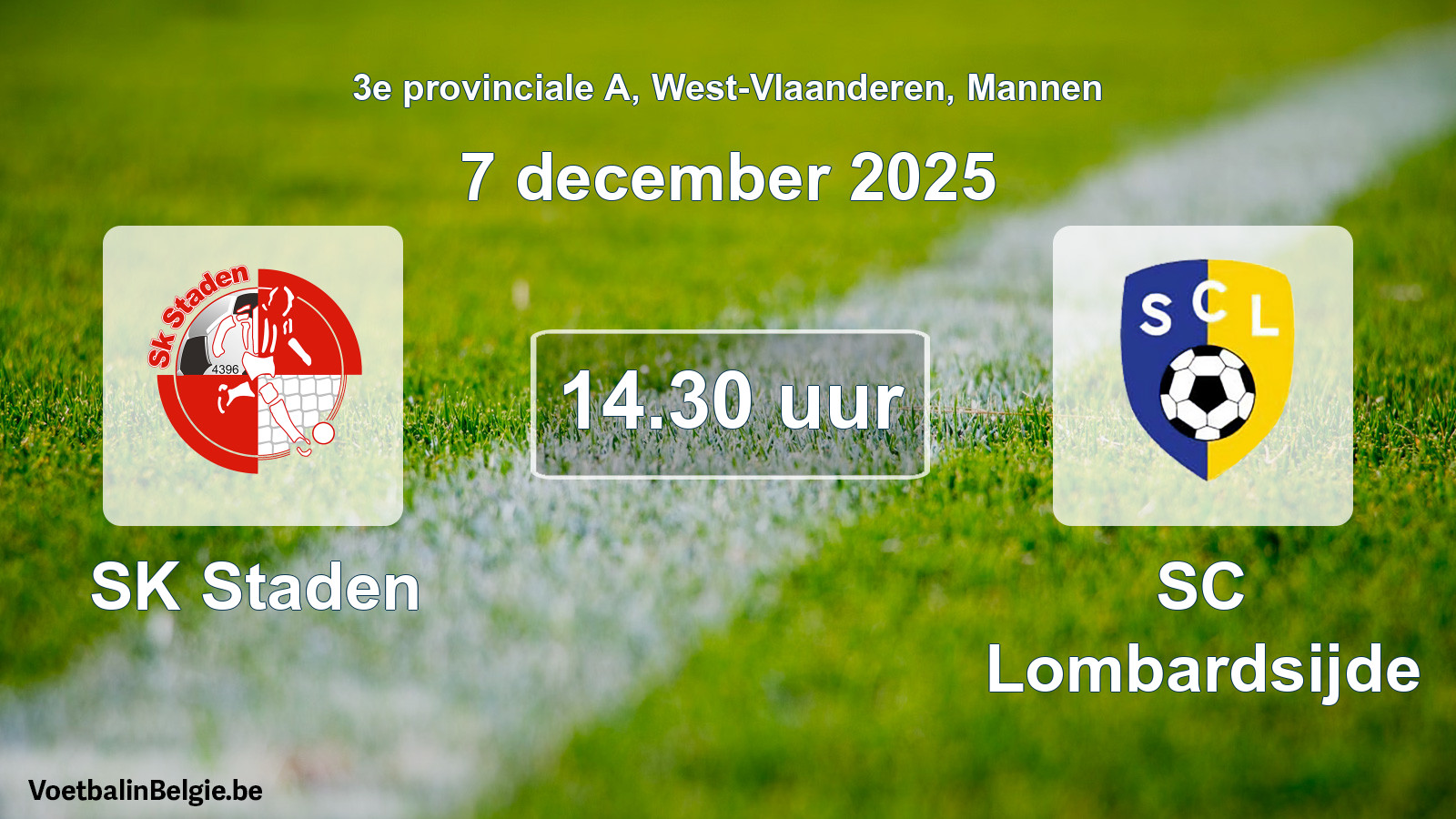 Scheduled match men football: SK Staden - SC Lombardsijde (7 December 2025)