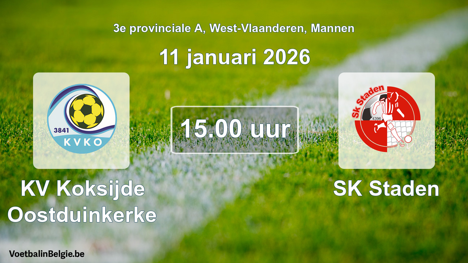 Scheduled match men football: KV Koksijde Oostduinkerke - SK Staden (11 January 2026)