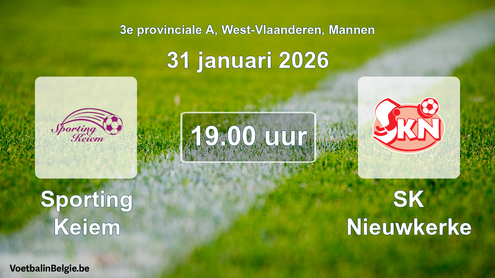 Geplantes Spiel männer-Fußball: Sporting Keiem - SK Nieuwkerke (31 Januar 2026)