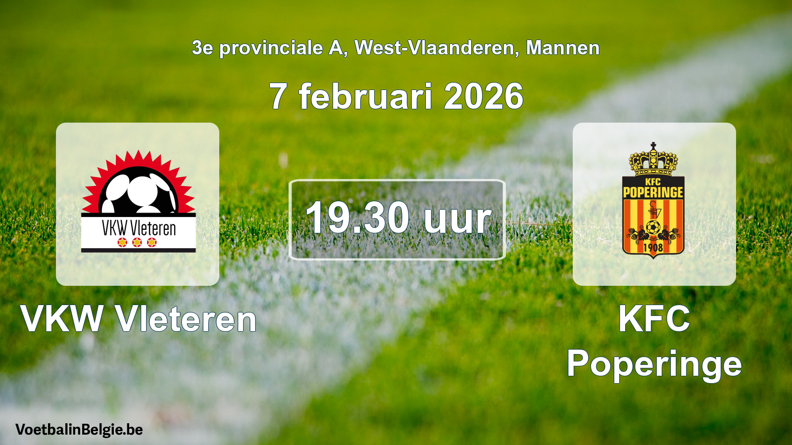 Scheduled match men football: VKW Vleteren - KFC Poperinge (7 February 2026)