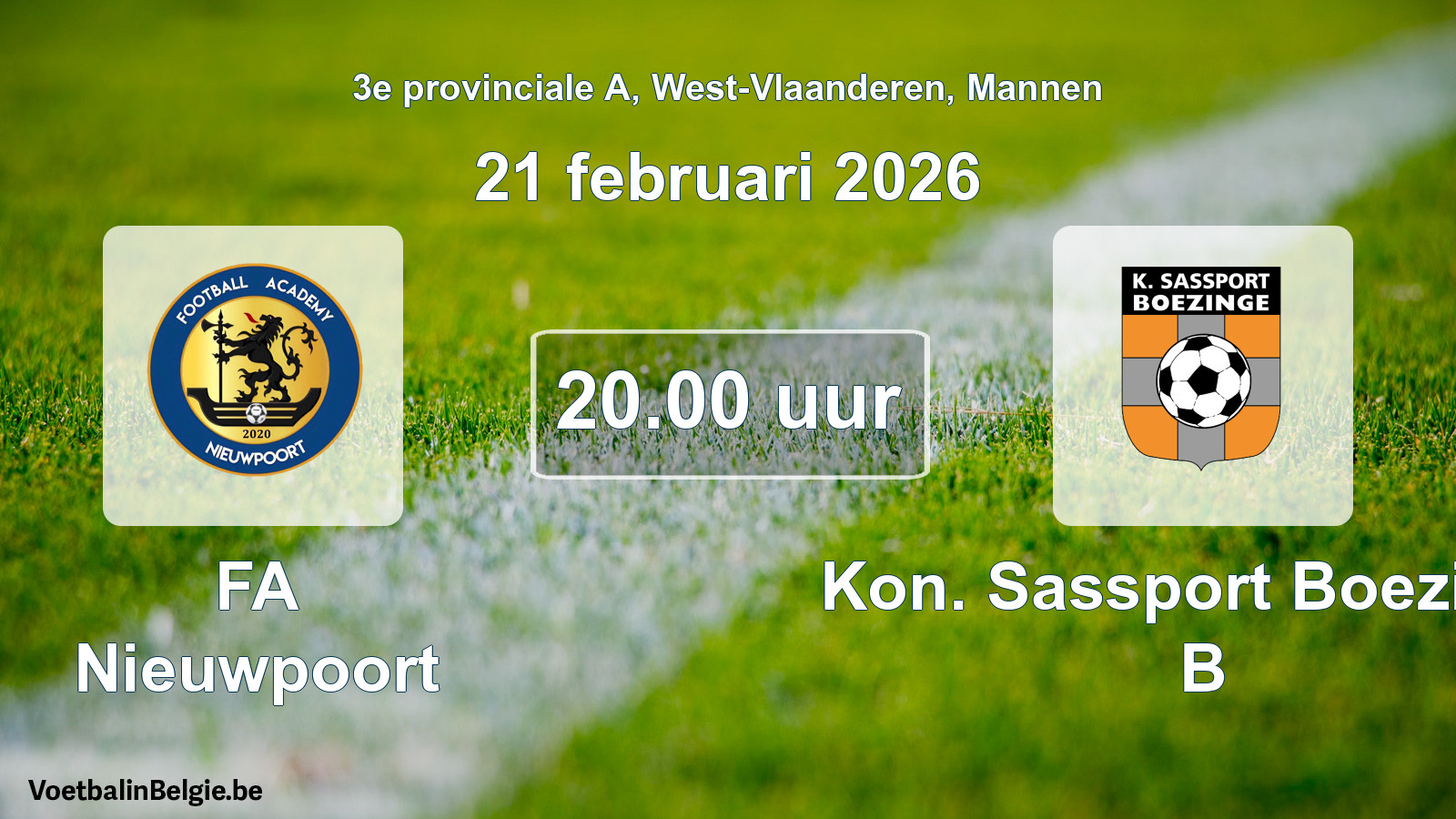 Scheduled match men football: FA Nieuwpoort - Kon. Sassport Boezinge B (21 February 2026)