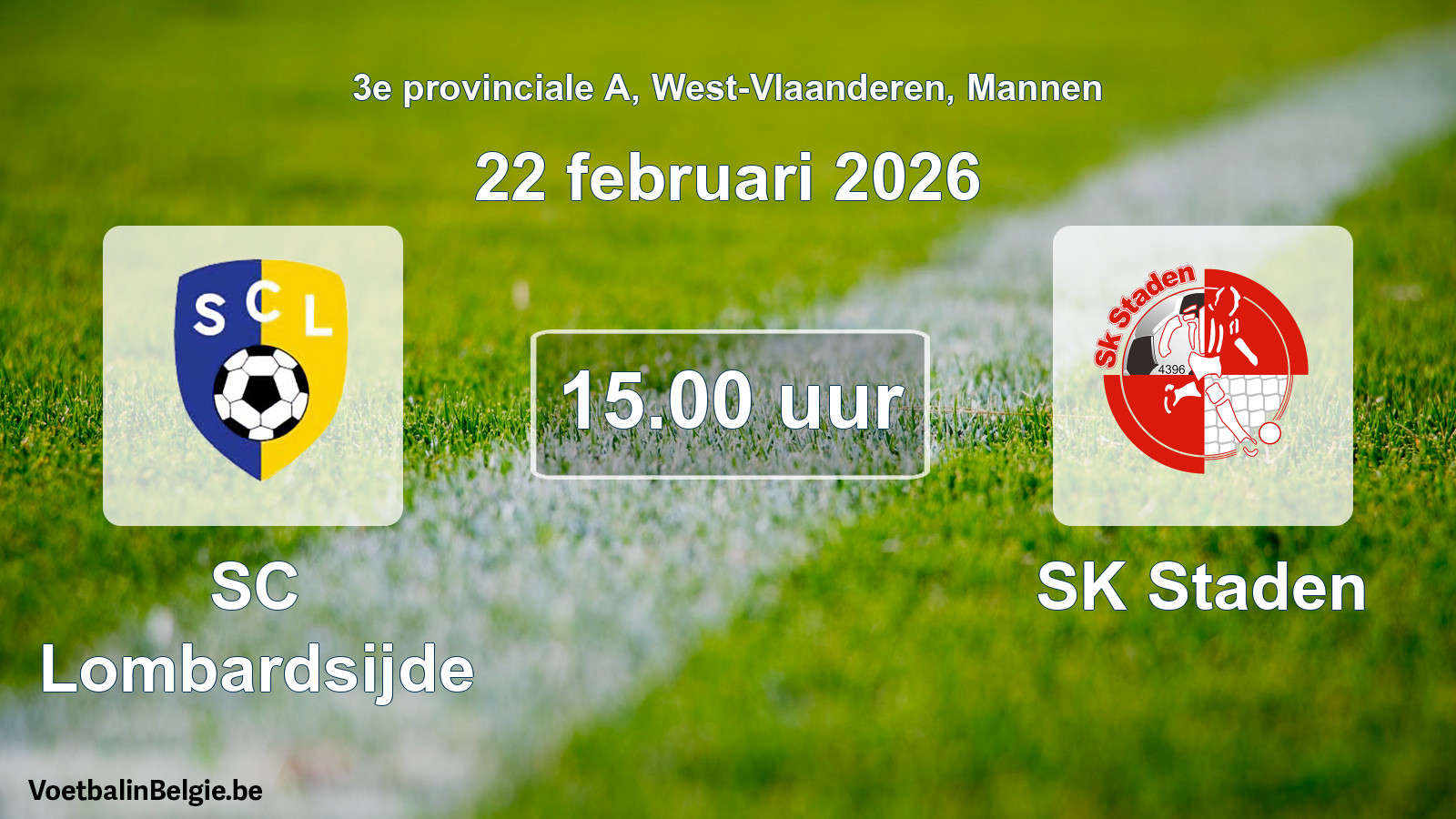 Scheduled match men football: SC Lombardsijde - SK Staden (22 February 2026)