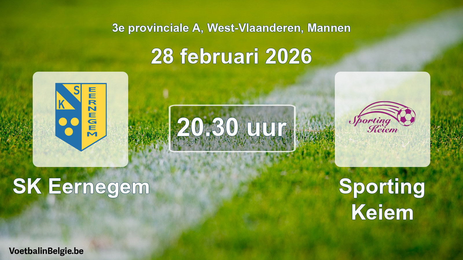 Scheduled match men football: SK Eernegem - Sporting Keiem (28 February 2026)