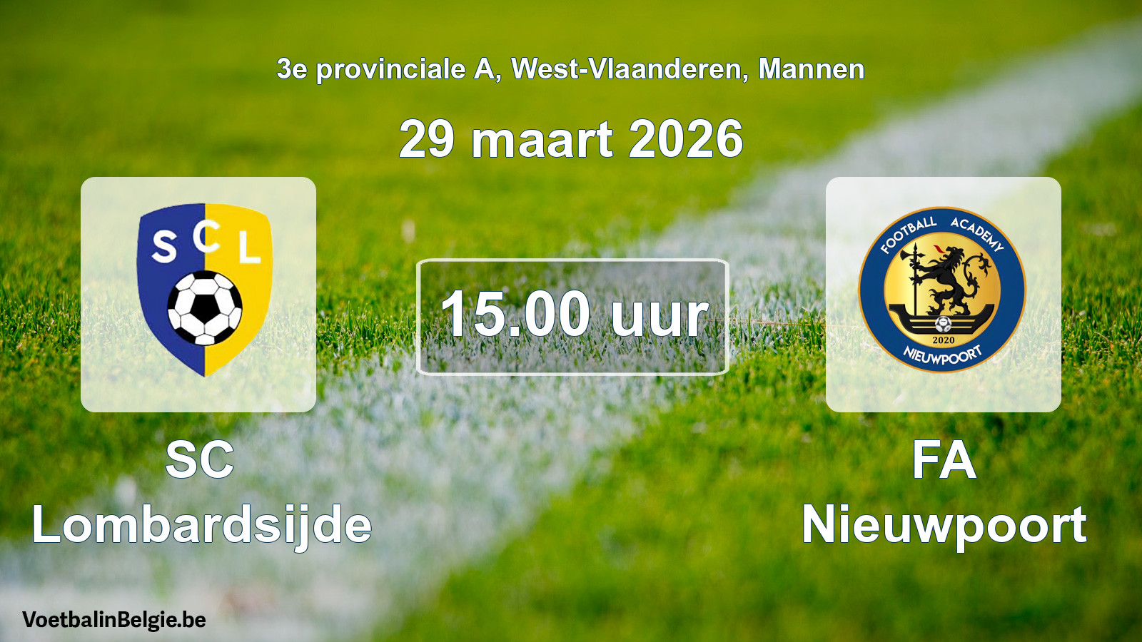 Scheduled match men football: SC Lombardsijde - FA Nieuwpoort (29 March 2026)