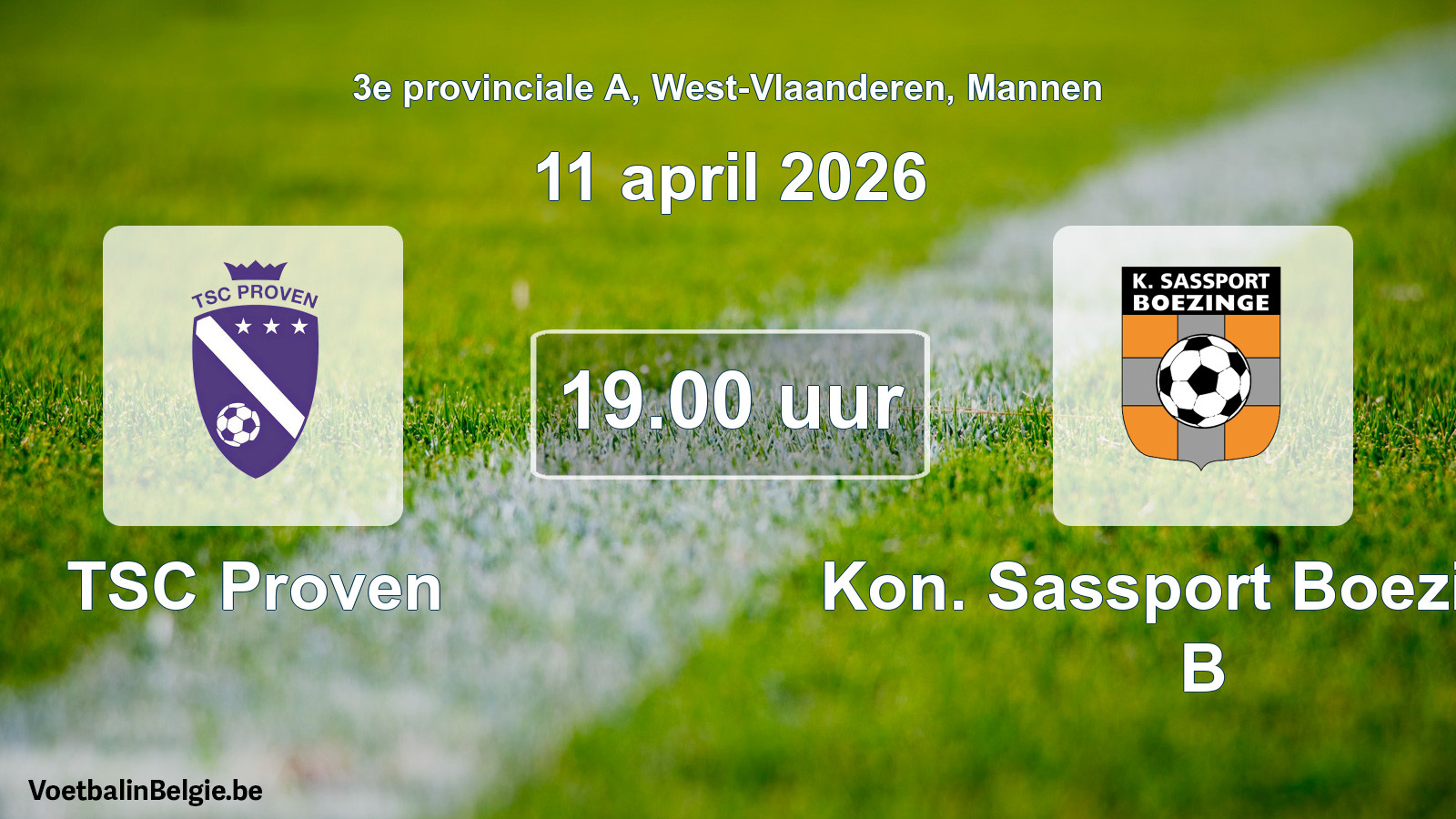 Scheduled match men football: TSC Proven - Kon. Sassport Boezinge B (11 April 2026)