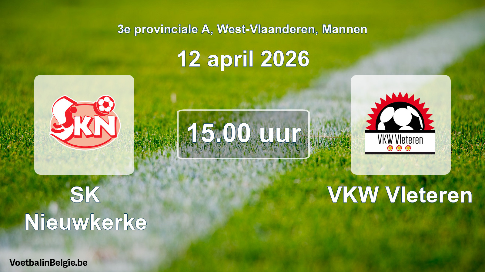 Geplantes Spiel männer-Fußball: SK Nieuwkerke - VKW Vleteren (12 April 2026)