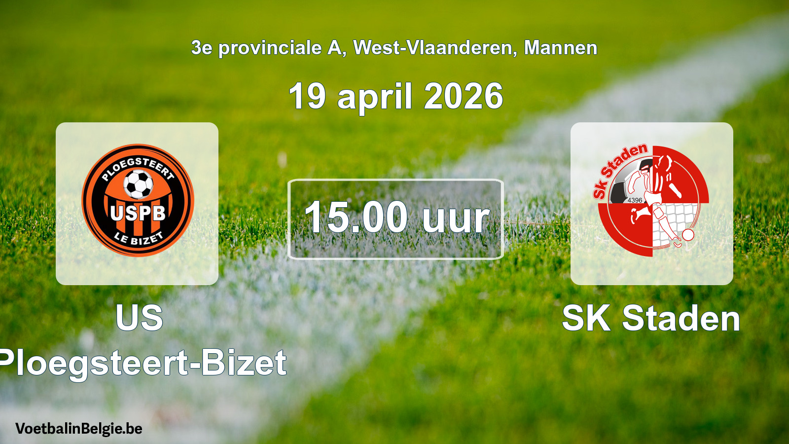 Geplantes Spiel männer-Fußball: US Ploegsteert-Bizet - SK Staden (19 April 2026)