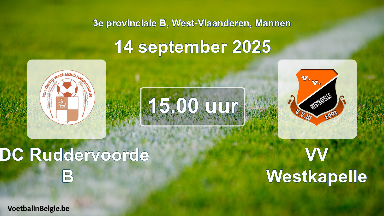 Scheduled match men football: KDC Ruddervoorde B - VV Westkapelle (14 September 2025)