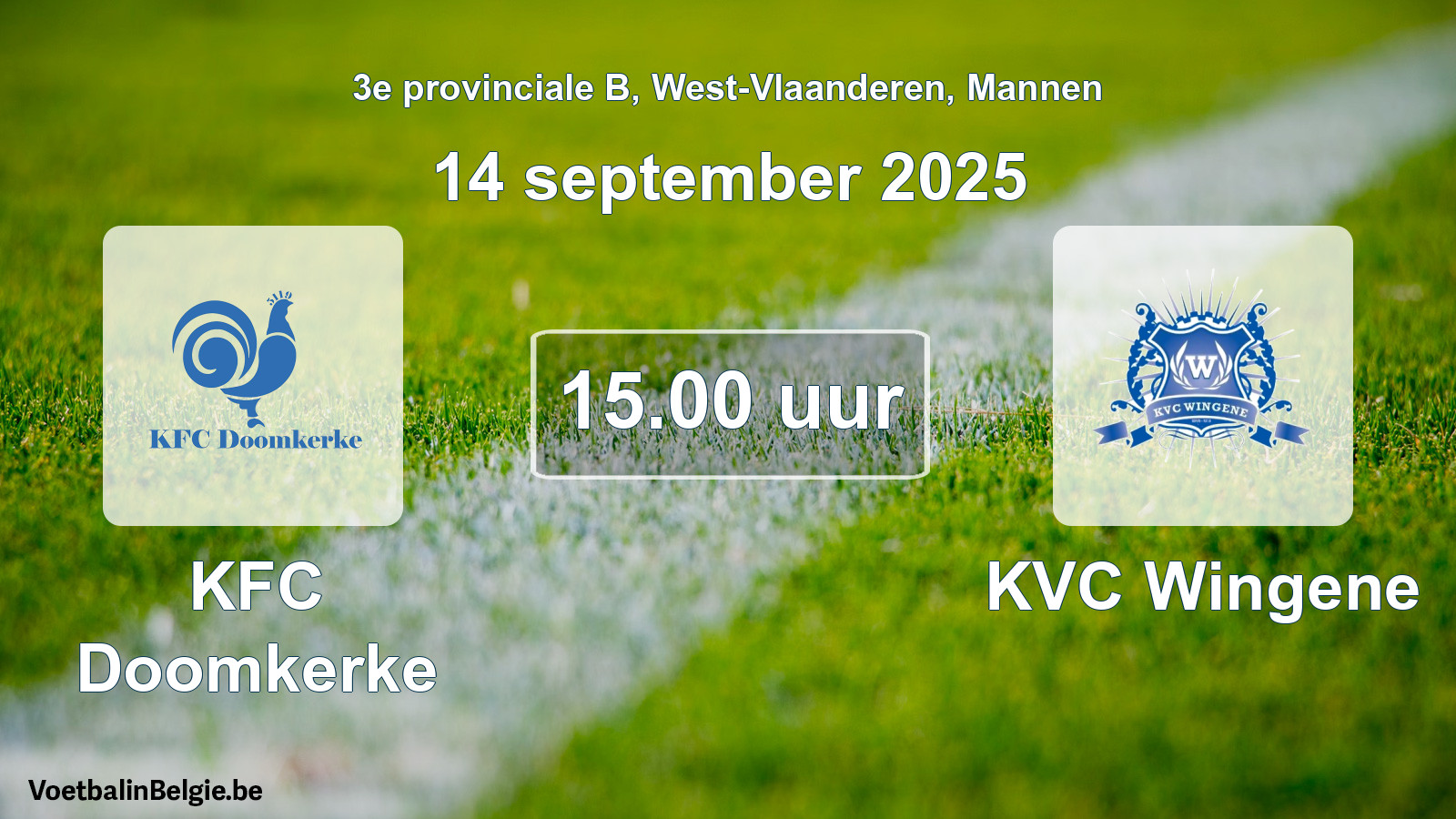 Geplande wedstrijd mannenvoetbal: KFC Doomkerke - KVC Wingene (14 september 2025)