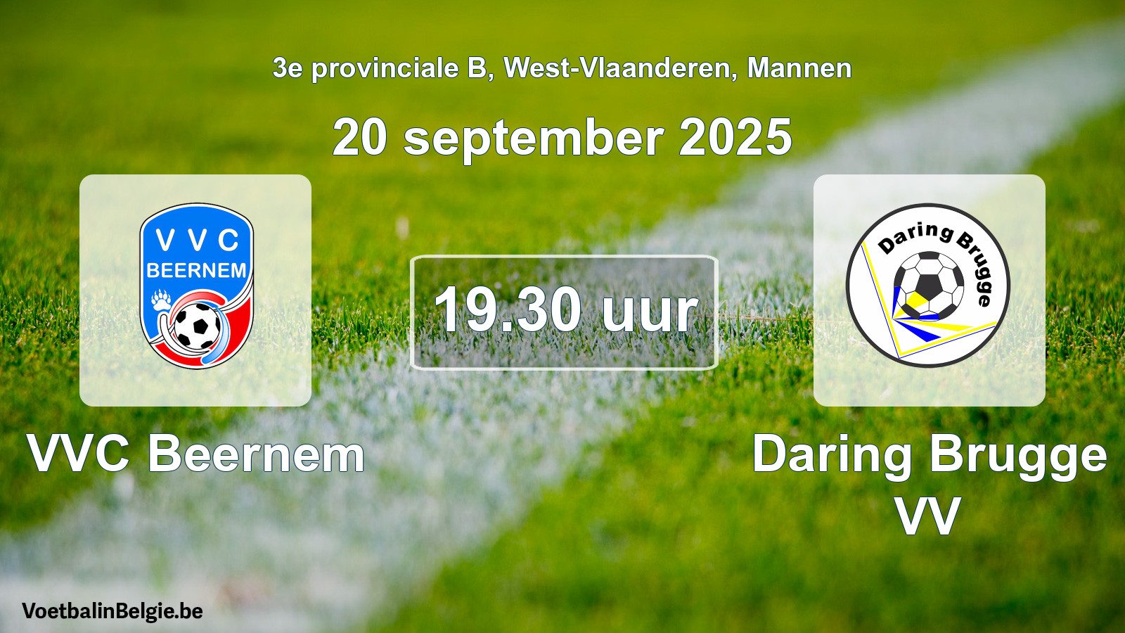 Scheduled match men football: VVC Beernem - Daring Brugge VV (20 September 2025)