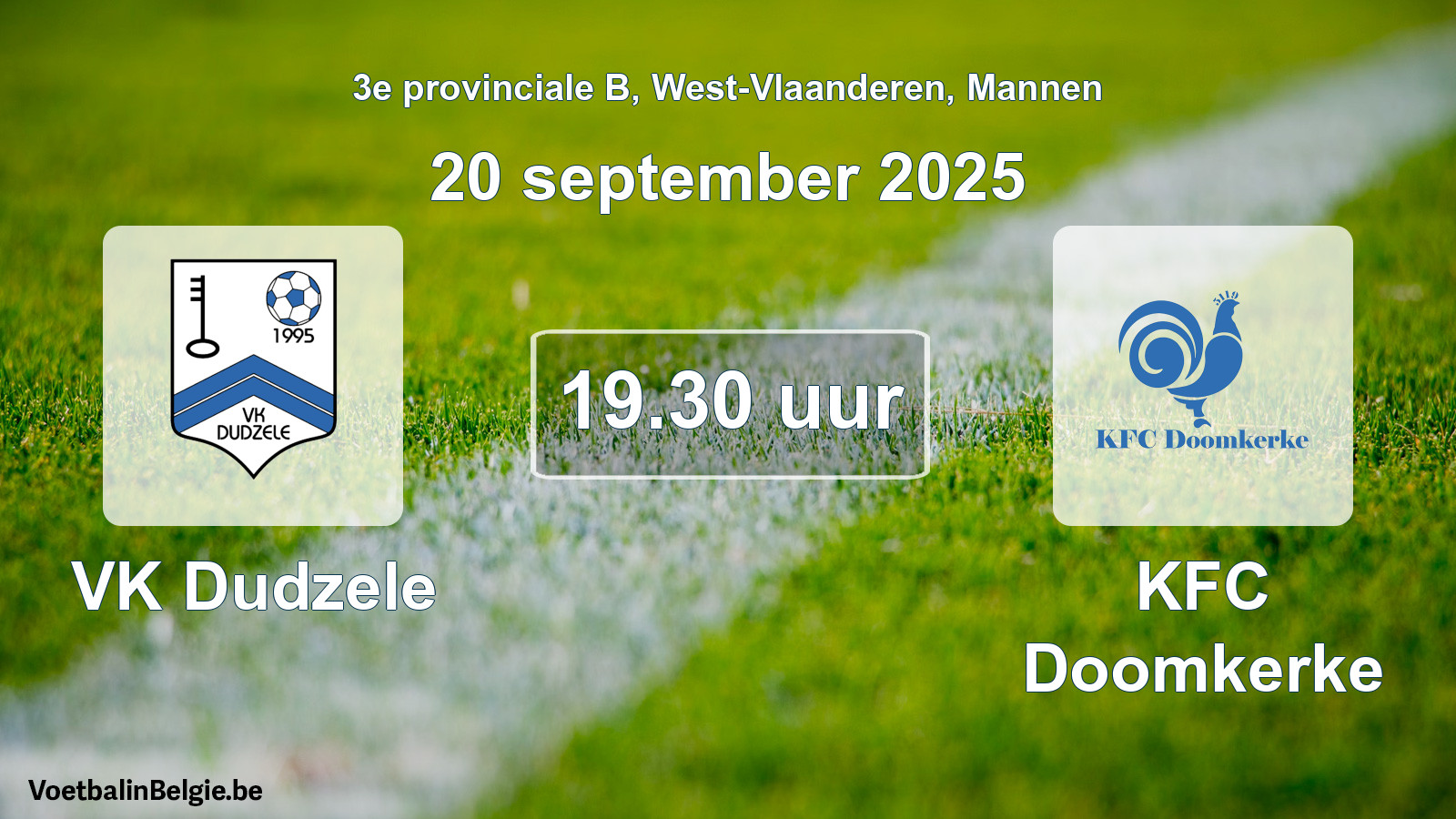 Scheduled match men football: VK Dudzele - KFC Doomkerke (20 September 2025)