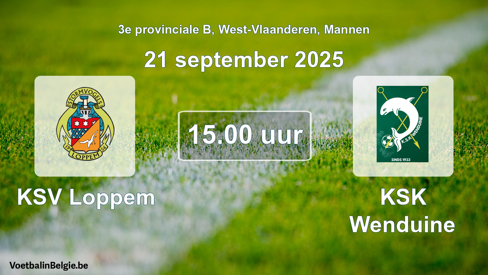 Geplande wedstrijd mannenvoetbal: KSV Loppem - KSK Wenduine (21 september 2025)