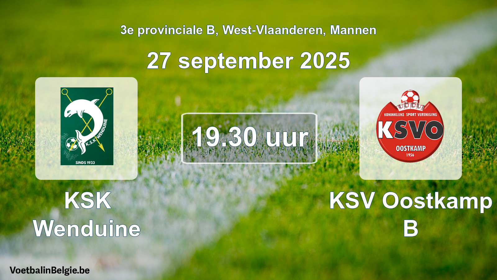 Scheduled match men football: KSK Wenduine - KSV Oostkamp B (27 September 2025)