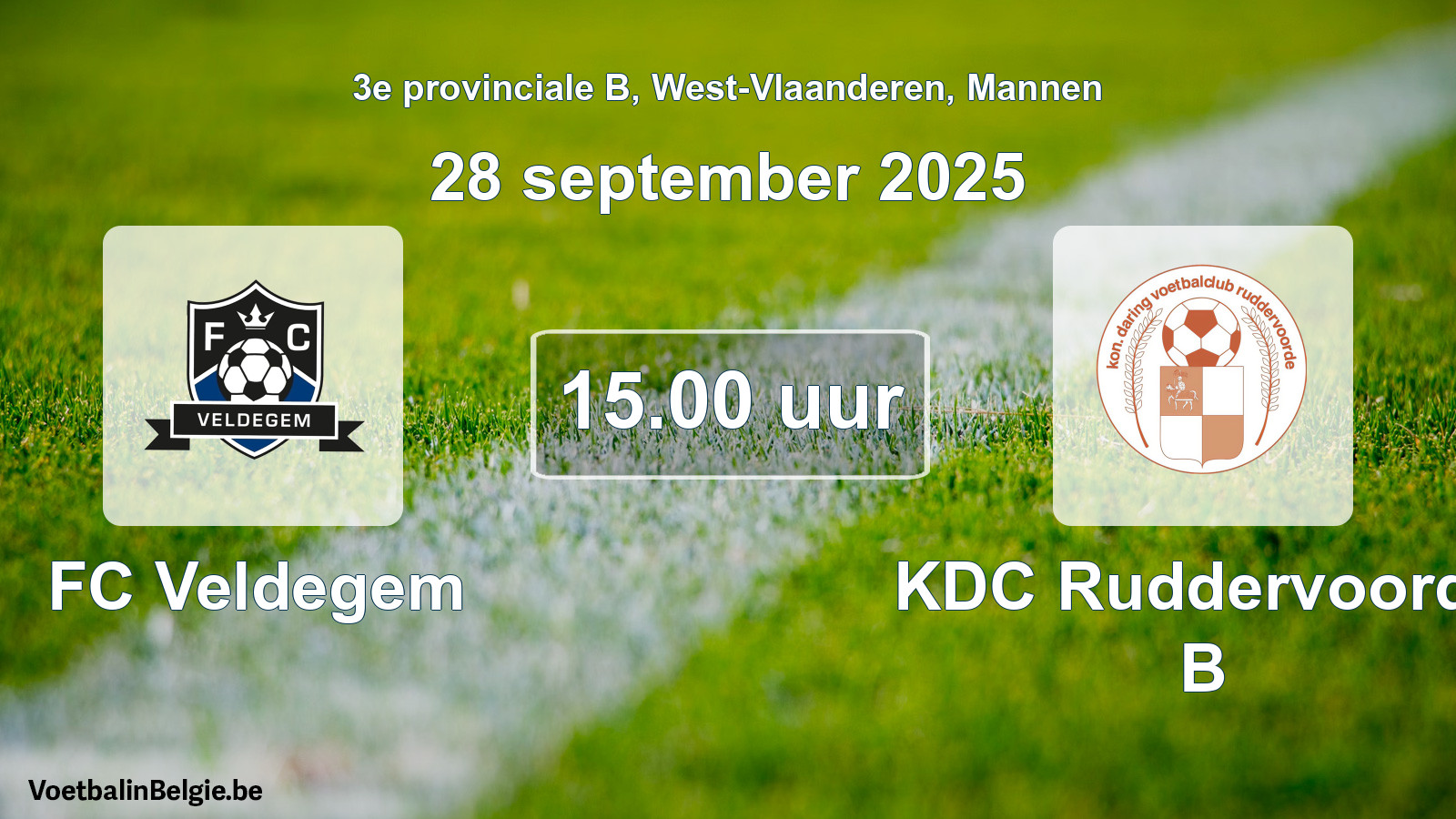 Scheduled match men football: FC Veldegem - KDC Ruddervoorde B (28 September 2025)