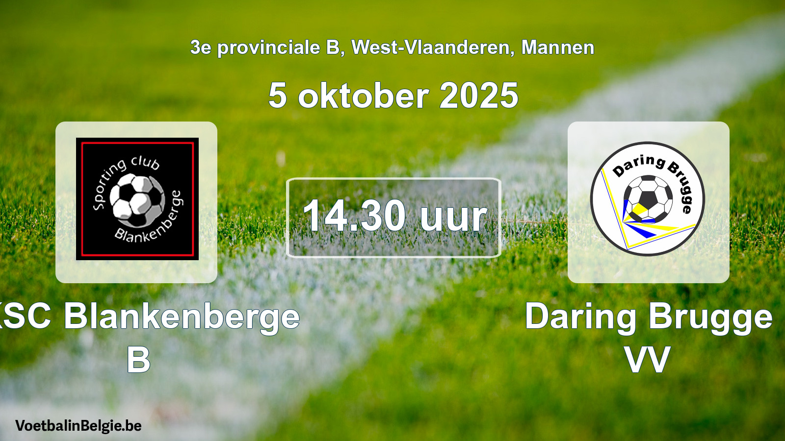 Scheduled match men football: KSC Blankenberge B - Daring Brugge VV (5 October 2025)