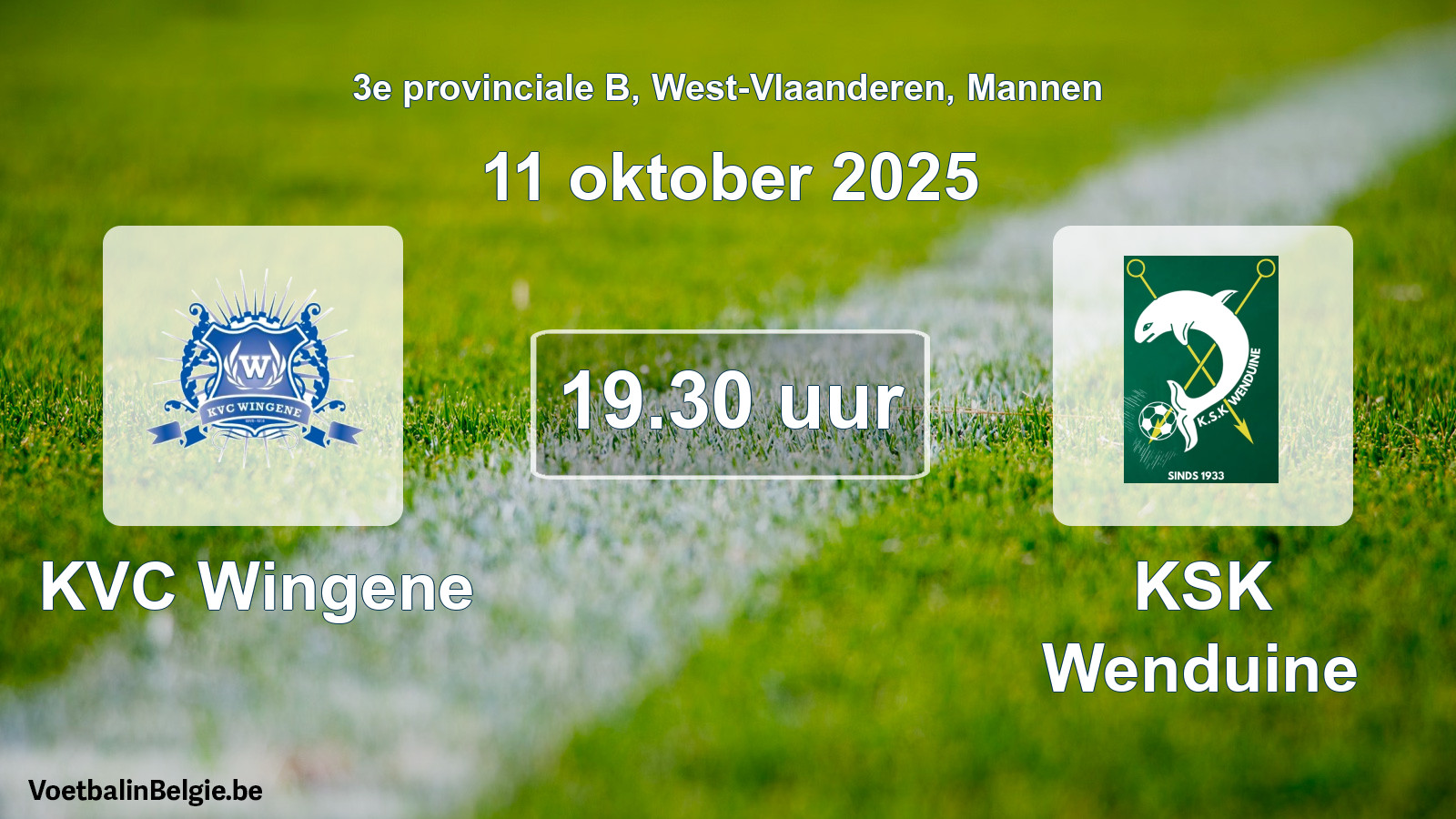 Scheduled match men football: KVC Wingene - KSK Wenduine (11 October 2025)