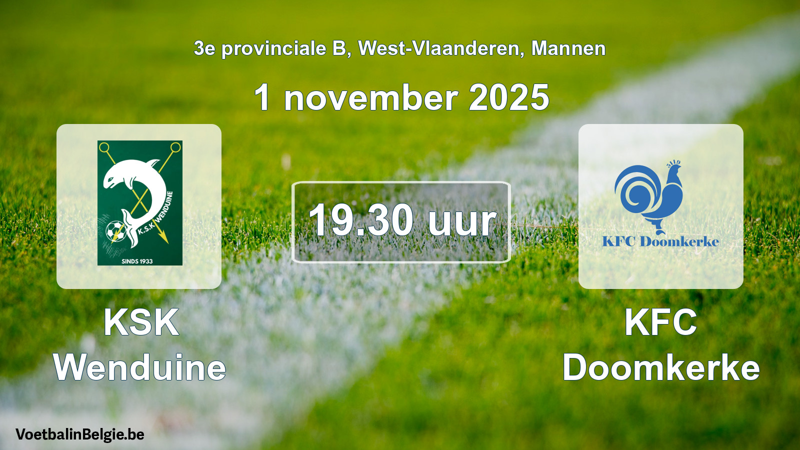 Scheduled match men football: KSK Wenduine - KFC Doomkerke (1 November 2025)